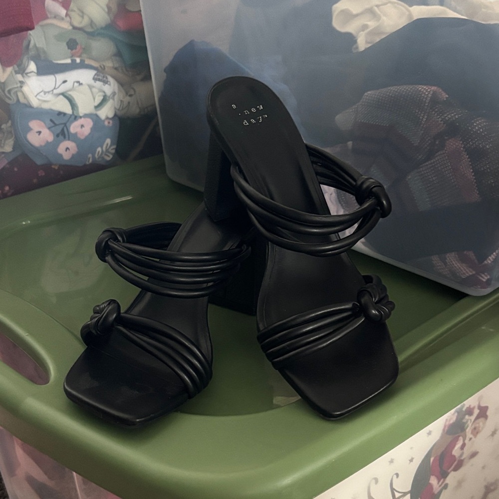 a new day Black Strappy Heels